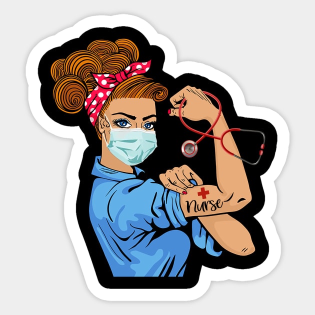 Custom Name Nurse Rosie The Riveter Girl Shirt Nurse Life Tee CNA RN T-shirt Sticker by Cheridle12